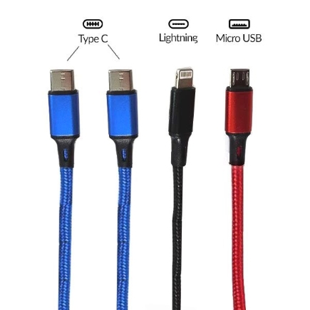 Obrázok z USB kábel 4 in 1 (2 type-C, 1 micro, 1 lighting)